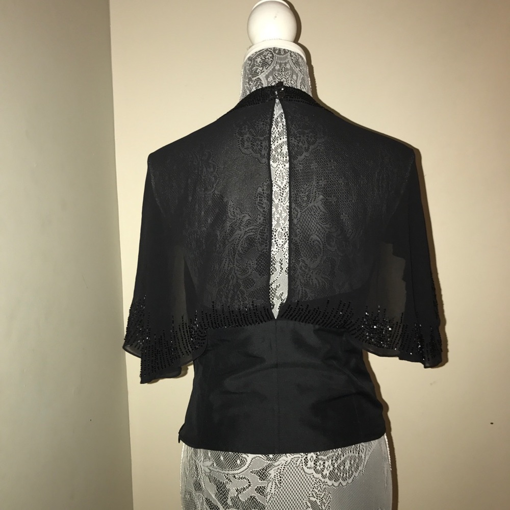French Connection Black Beaded Top/Blouse